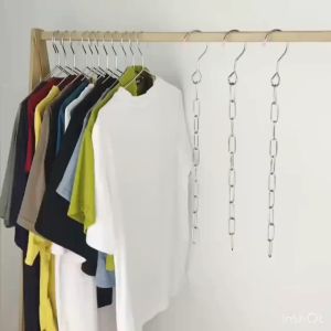 Stainless Steel Multifunctional Storage Hanger Creative Storage Chain Saves Space / 不锈钢多功能收纳衣架创意收纳链条节省空间