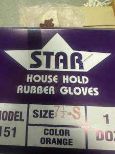 ถุงมือยางสีส้มสตาร์ 6 คู่ ถุงมือทำความสะอาดกันสารเคมี ถุงมือแม่บ้าน ถุงมือยางพาราเกรดA ถุงมือสารพัดประโยชน์