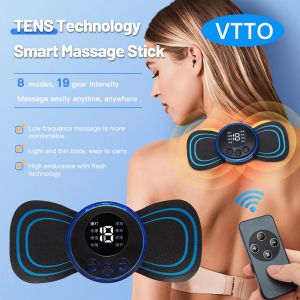 【with Remote】VTTO Portable Mini Electric Cervical Massager Cervical with LCD Display Vertebra Pain Relief Body