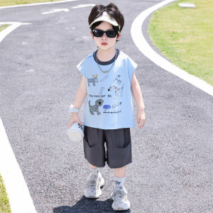 Boys Summer Vest Set Cool Trendy Cartoon Childrens Clothes Short Sleeve Short Pants Breathable Lightweight Korean Style Kids Outfits