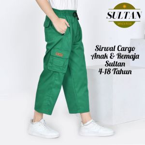 Celana Sirwal anak Anak Cargo remaja 4-18 tahun bahan america drill buat hariaan sekolah ngaji solat pondok