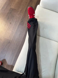 LIUBU | Black and Red 3-Stripes Mens Sport Trousers Straight Leg