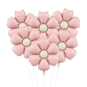 6pcs/set Matt Pink Candy Daisy Balloon Sunflower Daisy Aluminum Foil Balloon Girl Baby Shower Birthday Party Wedding Decoration