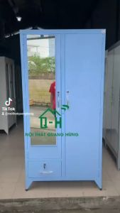 TỦ SẮT 2 CÁNH TĨNH ĐIỆN DÀY DẶN GIAO NHANH - MẪU MỚI - TỦ QUẦN ÁO GIA ĐÌNH