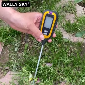 พร้อมส่ง เครื่องวัดค่า pH ดิจิทัล ดิน ความเค็ม ทดสอบความชื้นในดิน / อุณหภูมิ / แสงแดด 6-in-1 เครื่องวัดความชื้นในดิน