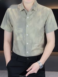 HENGYUANXIANG | Hengyuanxiang Mens Short Sleeve Shirt Slim Fit Casual Iron Free Anti Wrinkle Easy Care Summer Fashion Urban Style Dad Clothes