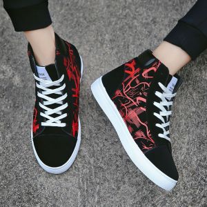 Spring Hot Sale Mens Casual Shoes Versatile Outdoor Running Shoes Printed Board Fashionable Low Top Canvas Sneakers