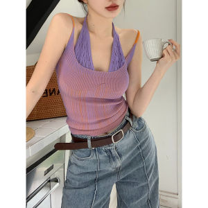 Áo Ba Lỗ Nữ Mùa Hè Áo Khoác Ngoài Áo Ngực Áo Ba Lỗ Nữ Áo Ba Lỗ Nữ Cổ Chữ V Tay Áo Ngắn Bằng Vải Lụa