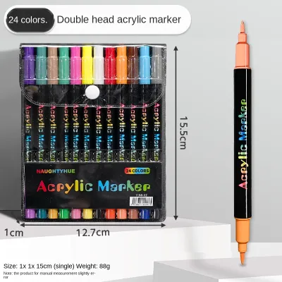 Professional Art Use 24-120Colors Acrylic Paint Markers Dual-Tip Fine and Brush Tip Pens Suitable for Stone Wood Calligraphy