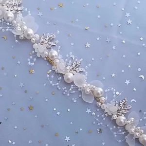 JCAAAP Pearl Flower Headband Bridal headdress Wedding Crown Fashion The wreath bracelet Band Tiaras Crystal Headpiece Hair Jewelrys