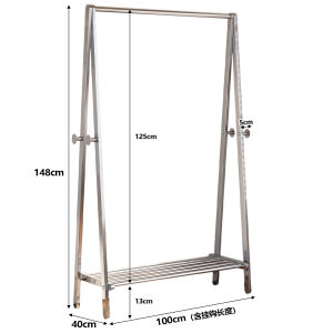 Stainless Steel Floor Mounted Clothes Hanger Simple Style Large Capacity Wardrobe Rack Bedroom Home Use Clothes Drying Rack