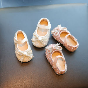 Princess Crystal Soft Bottom Baby Shoes Toddler Girls Learning to Walk Shoes Slip-On Kids Footwear Lightweight Rubber Sole