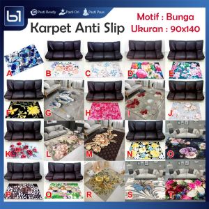 Karpet Lantai Anti Slip Motif Bunga 90x140cm Tikar Ruang Tamu Atau Kamar Tidur Rugs Permadani Mewah Modern Unik Minimalis 90 x 140 Alas Lantai Estetik Luxury Carpet Aesthetic Import Elegan Crystal Velvet