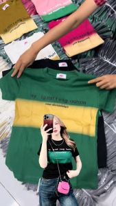 Áo Thun Nữ Form Ôm 35~55kg Gọn Dáng (B61 Ny ig mit) Màu Loang Xu Hướng Cotton Mịn Mát Co Giãn 4 Chiều Không Bó Sát