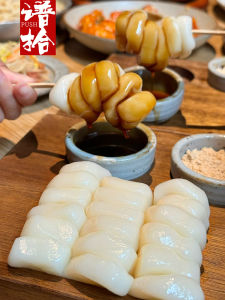 Handmade Glutinous Rice Cake Korean Restaurant Commercial Cold Eating Red Sugar Powder Dipping Snack from Fujian Quanzhou