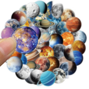50PCS Space Stickers Planet Moon Space Astronomy Sticker Galaxy Outer Space Vinyl Waterproof Stickers for Laptop Guitar