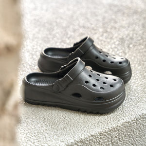 Shelliemay Hole Shoes Thick Sole Womens Black Summer Outdoor Non-Slip Stinky Cute Increased Sense of Shit Beach Shoes New Arrival