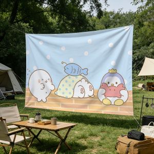 Sanrio | Cờ Hoạt Hình Sa Cute M-Marumofubiyori - Trang Trí Tường Ký Túc Xá Tại Nhà Biểu Ngữ Tiệc Cắm Trại Ngoài Trời 4 Tùy Chọn Kích Thước Có Sẵn