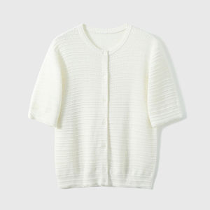 Delicate Textured Mulberry Silk Knit Cardigan