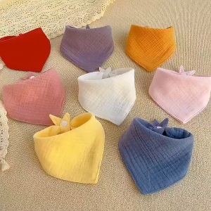 ☀Am888� ผ้ากันเปื้อนเด็ก แบบสามเหลี่ยมซับน้ำลาย ผ้าฝ้าย 100% สีสันสวยงาม พร้อมส่ง