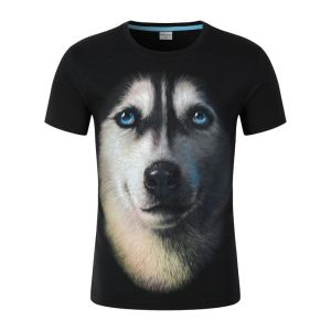 Summer 3D Pure Cotton Short Sleeve T-Shirt Loose Large Size Animal Print Rock Metal Hip Hop Mens Half Sleeve Fashionable Casual Tee