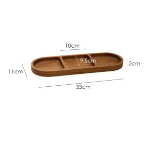 Vintage Acacia Wood Serving Tray Japanese Style Wooden Plate For Dessert Fruit Cake Snack Western Steak Kitchen Tableware