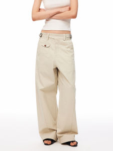 Adjustable Waist Double Buckle Loose Fit With Side Pockets And Back Patches Cargo Pants