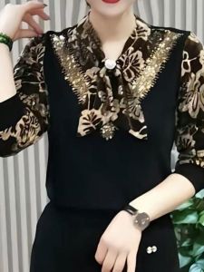 High-End Bottoming Shirt 2024 New Arrival Autumn and Winter Loose Belly-Covering Coat Fashion Shirt Middle-Aged and Elderly Womens Dress