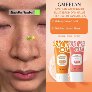 GMEELAN 2 in 1 GMEELAN Orange Exfoliating Gel 50g Face Whitening +Gmeelan Gluta Whitening Lazy Cream Day Cream Night Cream Pemutih Whitening
