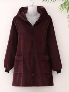 Ladies Long Sleeve Apron: Korean Style Corduroy Kitchen Workwear