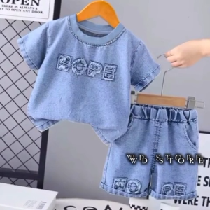 Setelan Baju Anak Laki-laki Dan Perempuan Denim Hoope Usia 1-5 Tahun