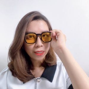 Kính Râm Kính Mát Nam Nữ Mắt Kính Vuông Góc Cạnh Chống Ánh Sáng Xanh Nâu Vàng Xanh Dương Gọng Nhựa - BLUE LIGHT