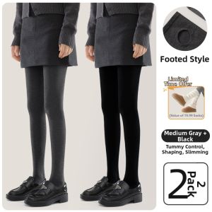 NEARKINS | Autumn Winter Fleece Wool Compression Tights for Skirts