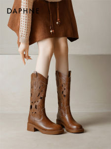 Daphne | Giày Bốt Nữ Phong Cách Cowgirl Cổ Điển Màu Nâu