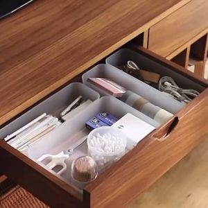 DXL Desktop Storage Box Frosted Drawer Divider Box Kitchen Organizer Cosmetic Organizing Box Mirror Cabinet Storage Box