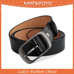 MATEYOYO Fashion Women Belts Retro Belt Elegant Slim Belt Second-layer Cowhide Belt Adjustable Girls Ladies Long Straps Waistbands Dress Coat Alloy Buckle Letter Buckle Leisure Belt