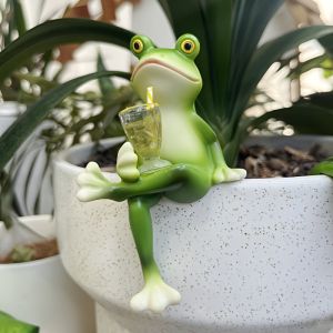 Frog Basin Hanging Flower Pot Edge Hanging Decorative Glass Fish Tank Pendant Outdoor Courtyard Simulation Animal Resin Ornament