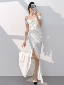 Elegant and Luxury One-Shoulder Split Mermaid Evening Dress