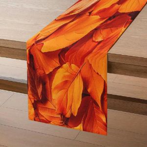 1 Piece of Autum Orange Leaf Table Runner Full of Bright Orange and Red Fallen Leaves Suitable for Restaurant Home Picnic Cafe Autum Theme Activities