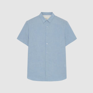 Icicle Mens Shirt Pure Cotton Solid Color Woven Short Sleeve Straight Body Square Collar Autumn Fashion Youth Popular Style