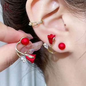 Frascati New Korean Simple Temperament Design Pearl Flower Geometric Earring Irregular Stud Earrings For Women Girls Jewelry Gift