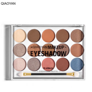 Qiaoyan 15 màu sắc cao sắc tố trang điểm mắt Palette matte nhũ ánh kim Eyeshadow Pallet bền lâu blendable màu sắc tự nhiên tạo nên phấn mắt