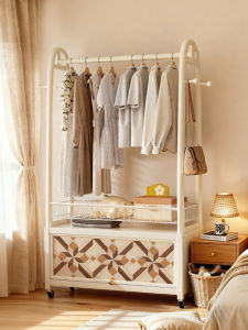 Meisda Cream Style Integrated Floor Standing Coat Rack Bedroom Roomy Storage New 2025 Model Carbon Steel Easy Assembly