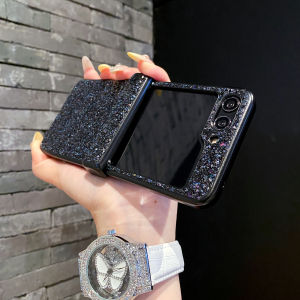 หรูหราเงาเพชร rhinestone Glitter สําหรับ Samsung Galaxy Z Flip 3 4 5 6 7 Flip6 Flip5 ป้องกัน Flip4 3 ชิ้นปกหลัง
