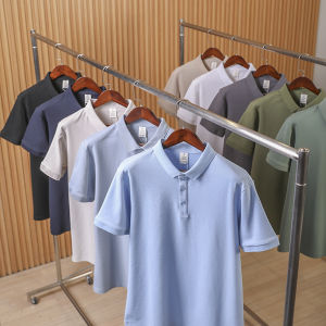 Summer Mens Casual Polo Shirt Pure Color Short Sleeve Turn-down Collar Fashionable Urban Style Standard Fit by Transcription