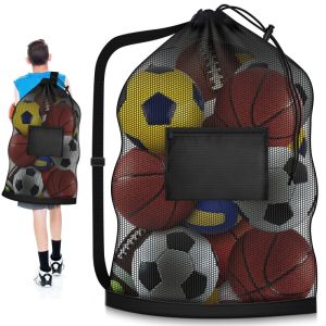 1 PCS Extra Large Drawstring Mesh Bag School Club Football Basketball Backpack Durable Net Storage Bag Travel Toy Sport Ball Bag