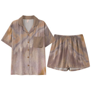 Miiow | Ice Silk Sleepwear Women Loose Summer Cool Feeling Short Sleeve Shorts Outdoor Wear Spring Autumn Home Clothes MiiOW Cat Person