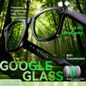 AI Smart Glasses with 8MP Camera Video Recording 100+ Languages Translation Blue LightSunglasses Bluetooth Call WIFI Men Women