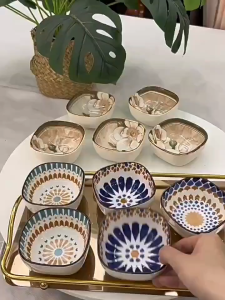 Exquisite Ceramic Seasoning Dish Vinegar Small Plate Bohemian Style: Ideal for Stylish Dining Decor