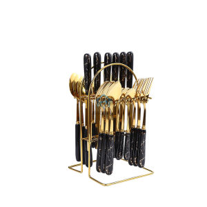 (ORICOD)Set Peralatan Makan Stainless Steel 24 PCS Set Peralatan Makan Barat Kerajinan Cermin